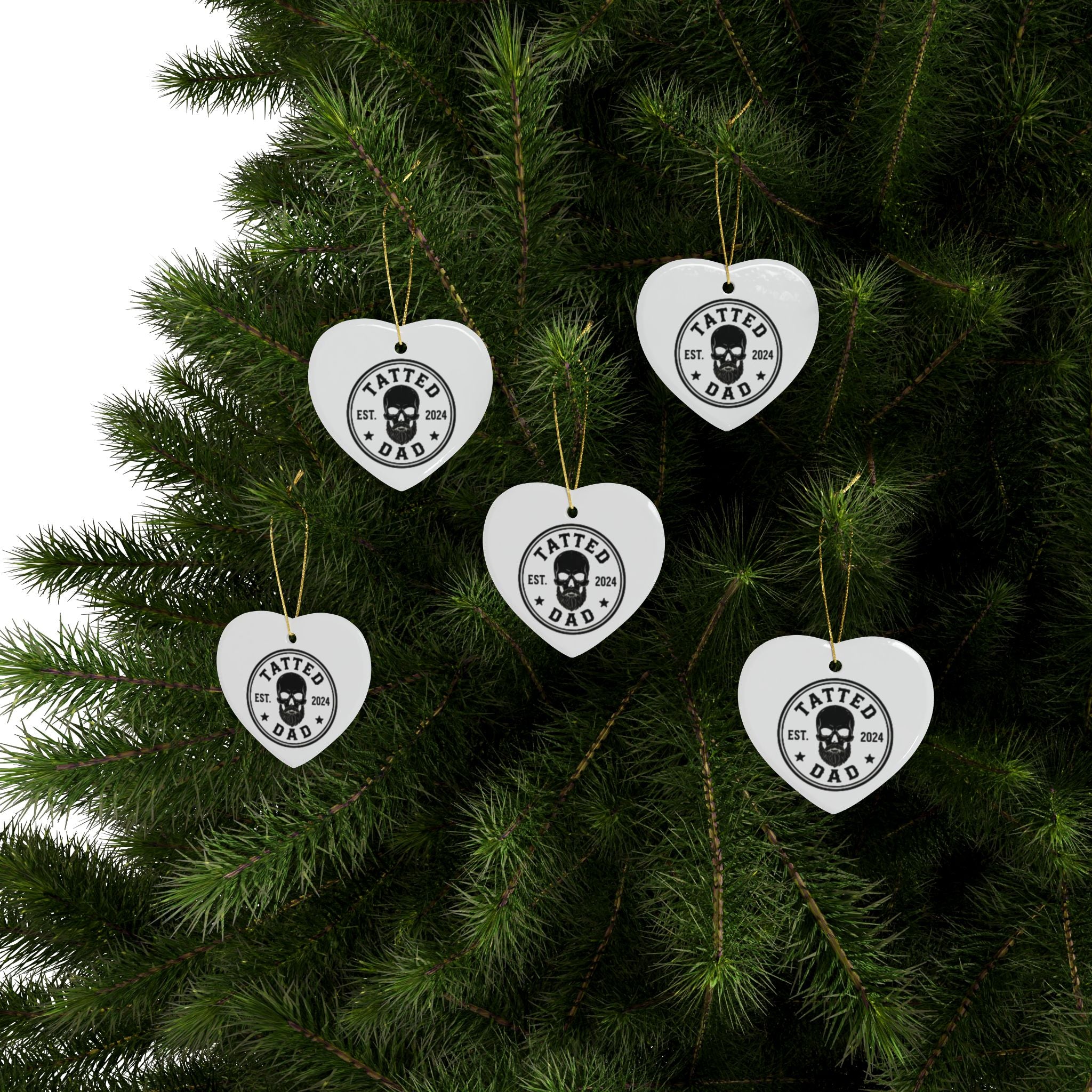 Tatted Dad Ceramic Ornament — Heart-Shaped Father’s Day Keepsake (Est. 2024)