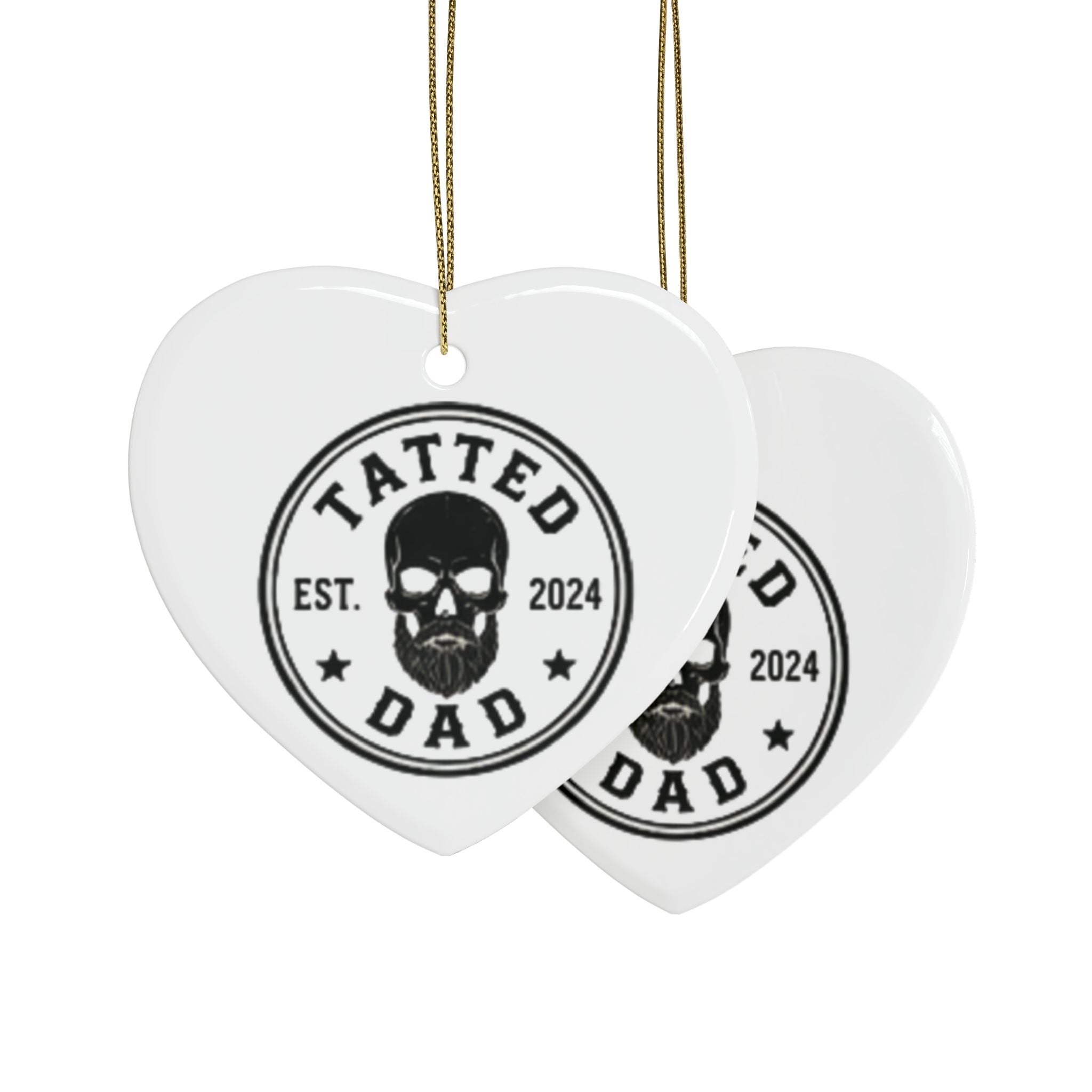 Tatted Dad Ceramic Ornament — Heart-Shaped Father’s Day Keepsake (Est. 2024)