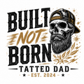 "Tatted Dad" Built Not Born Skull Sticker Sheet –  Vintage Motorcycle Skull Decal