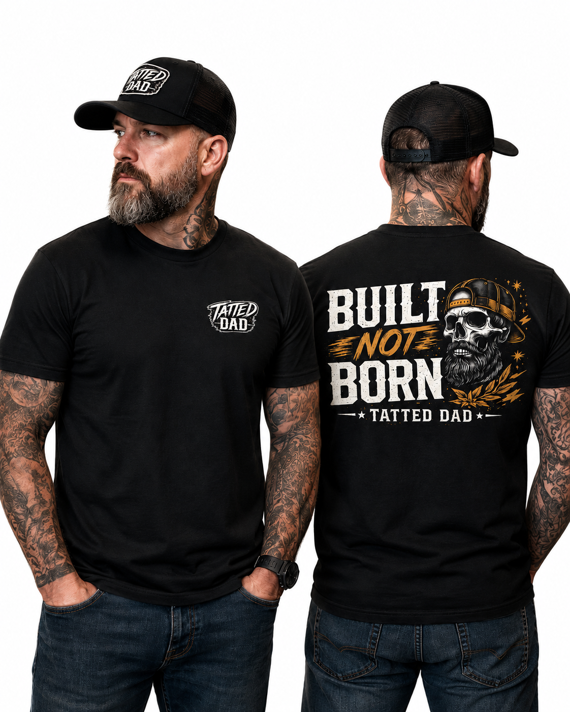 Tatted Dad Premium Graphic Built Not Born T-shirt-Comfort Colors® Men's Tee